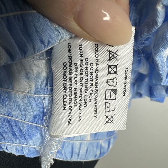 Faithfull The Brand Magnolia Mini Dress Size 4 Small Blue Tie Dye Fairycore - Picture 7 of 11